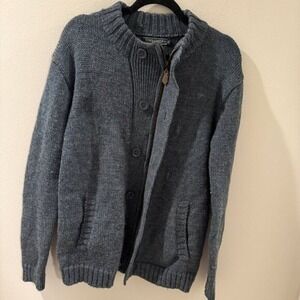 WoolOvers 100% Pure British Wool Zip Button Cardigan Grey Sweater Womens S